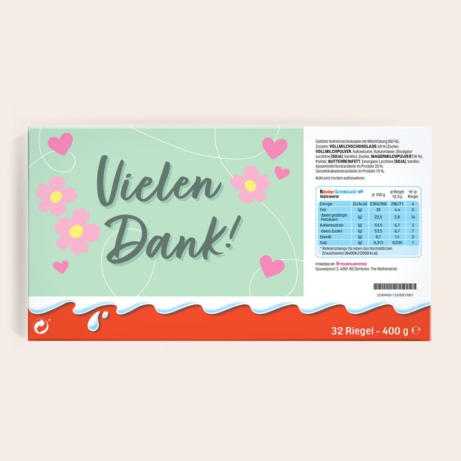 Mega kinder Schokolade mit Foto und Namen Mega kinder Schokolade mit Namen, 400 Gramm, personalisiert mit