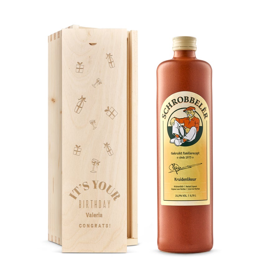 Licor Schrobbelèr - Caja personalizada Licor Schrobbelèr - Caja personalizada