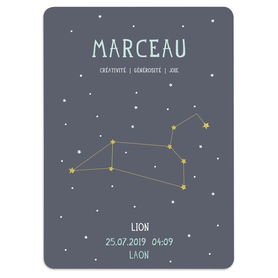 Affiche de naissance personnalisée Milestone® - Signe astrologique Affiche de naissance personnalisée Milestone® - Signe astrologique