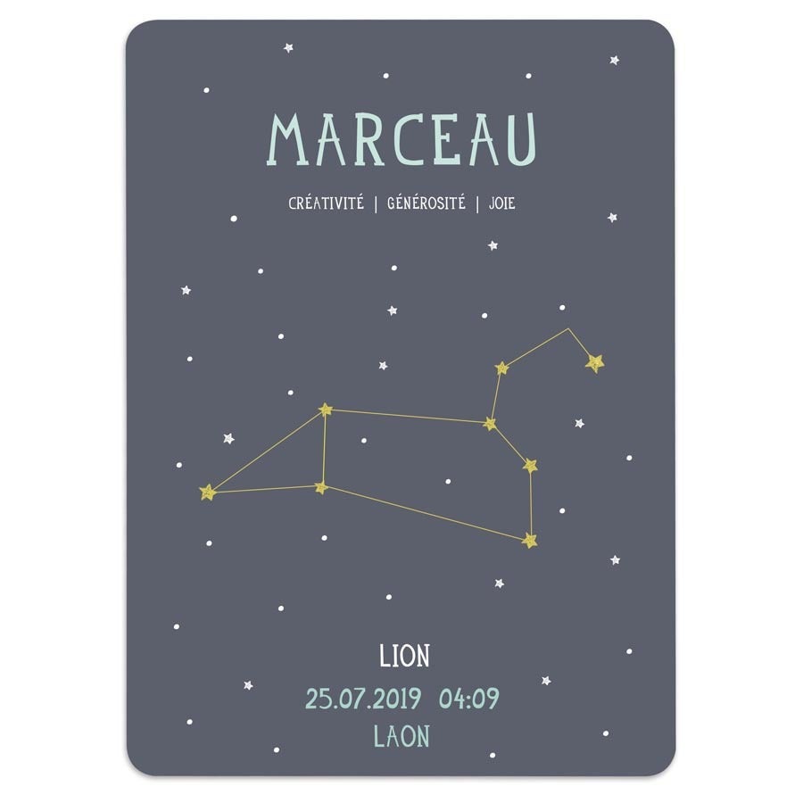 Affiche de naissance personnalisée Milestone® - Signe astrologique