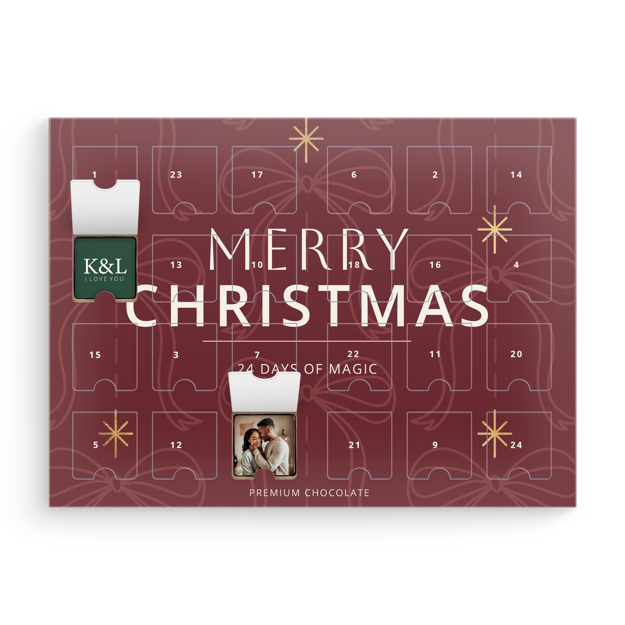 Calendar de Advent personalizat - Ciocolată cu fotografie