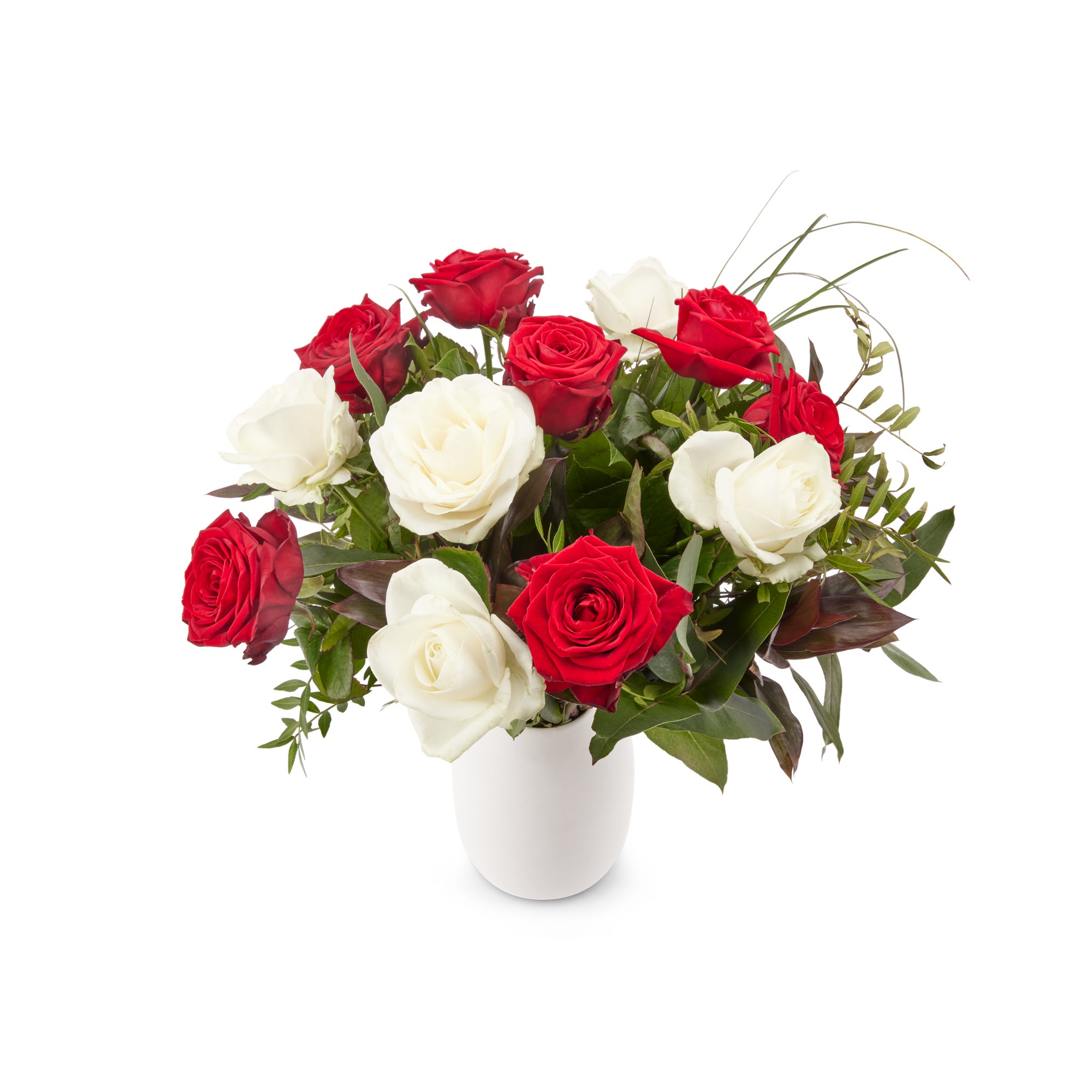 Bloemen Boeket Rozen Rood-Wit (middel)