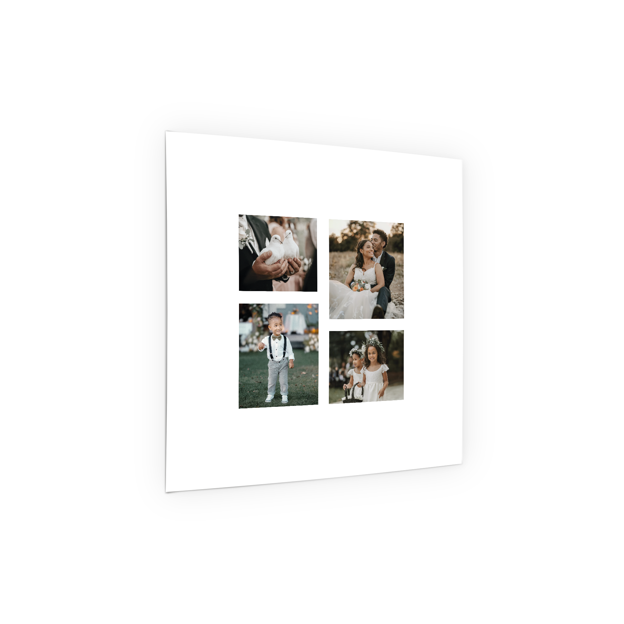 Collage poster photo print with four personalized photos of a wedding and children