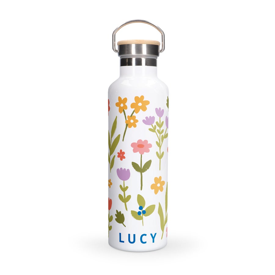 Personalised gym bottle with bamboo lid Personalised gym bottle with bamboo lid