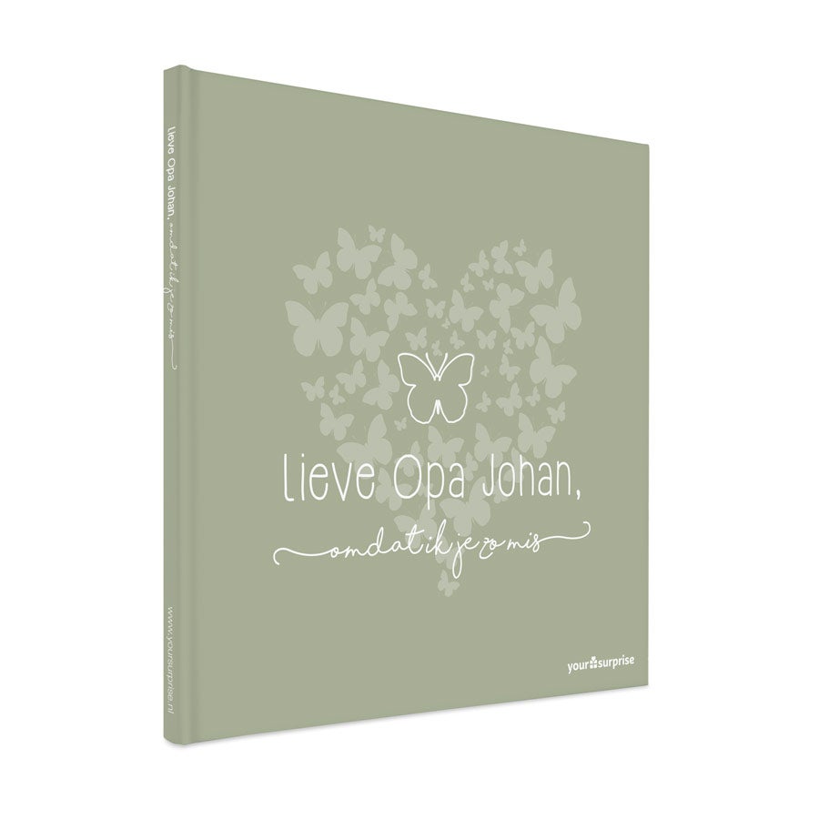 Boek "Lieve Opa, omdat ik je zo mis" met naam