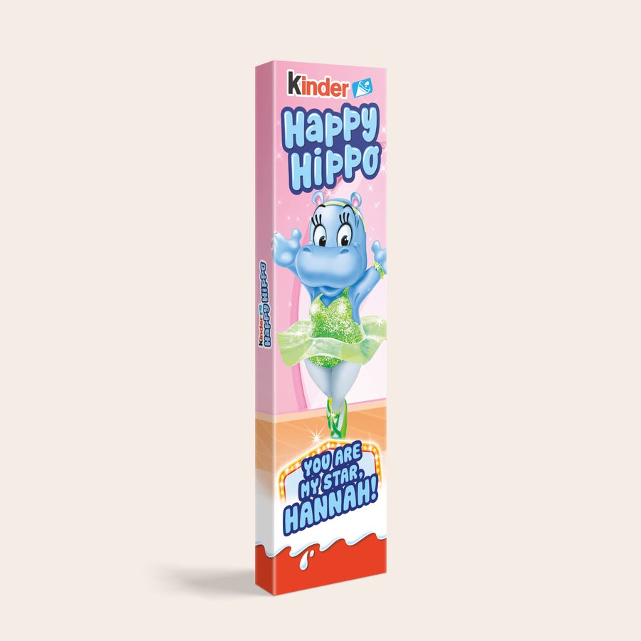 kinder Happy Hippo Geschenk Personalisiertes Kinder Happy Hippo Geschenk mit Ballerina-Nilpferd und dem gedruckten Namen Hannah.