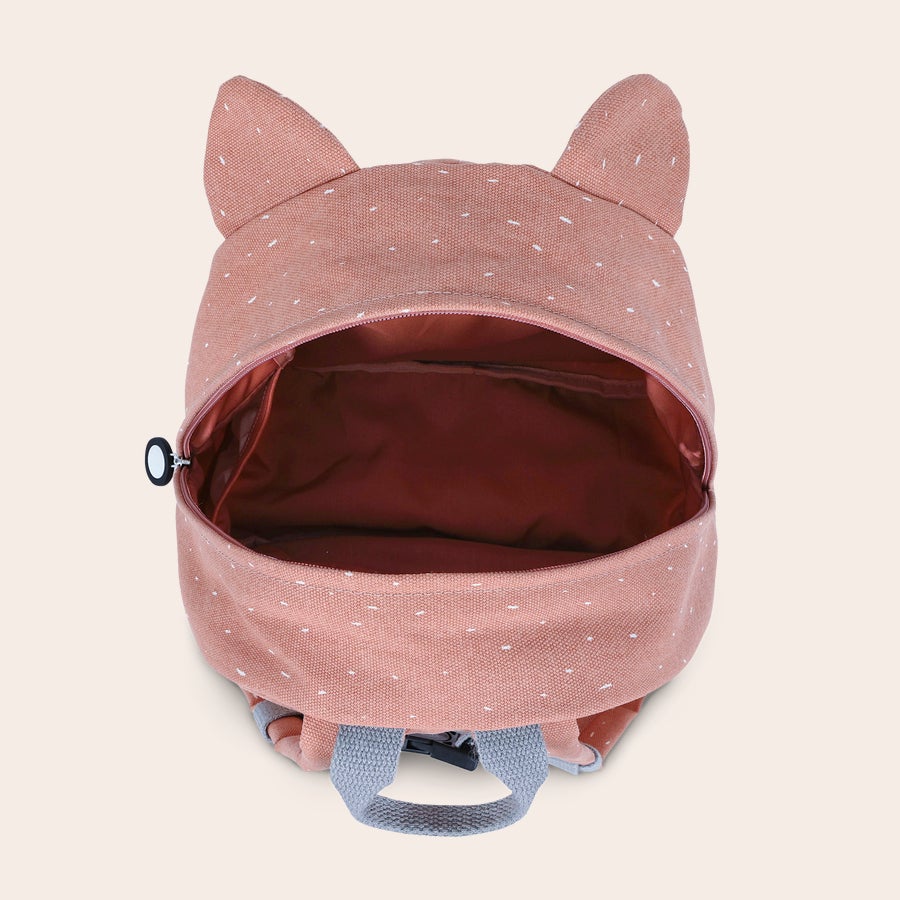 Rucsac pentru Copii Personalizat - Trixie Rucsac roz personalizat pentru copii, în formă de vulpe cu urechi, cu nume imprimat.