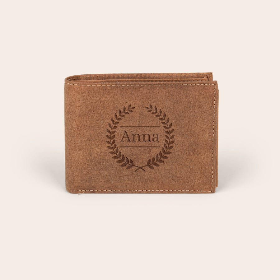 Personalised leather wallet & belt gift set Personalised leather wallet & belt gift set