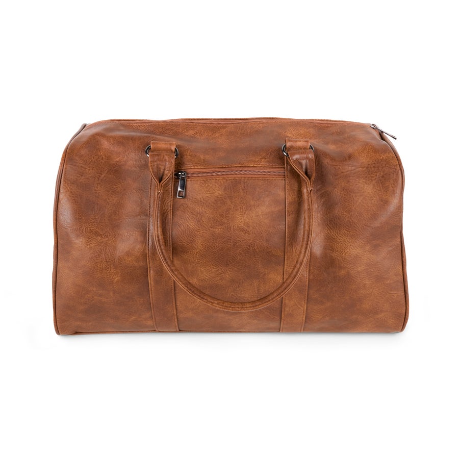 Personalised leather weekend bag sale