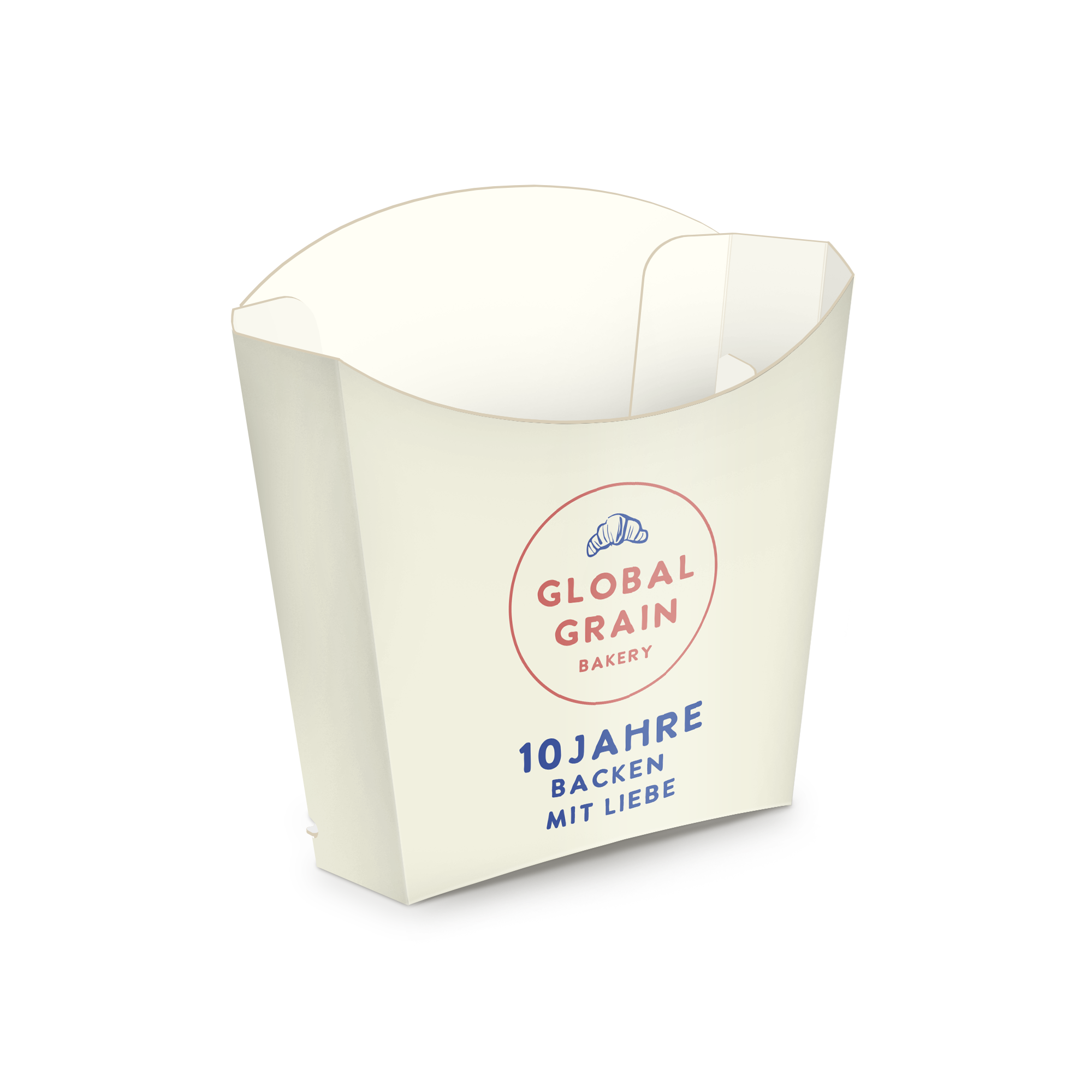 Personalisierte Snack-Schale im 8er-Set, bedruckt mit dem "Global Grain Bakery"-Logo und "10 Jahre Backen mit Liebe".