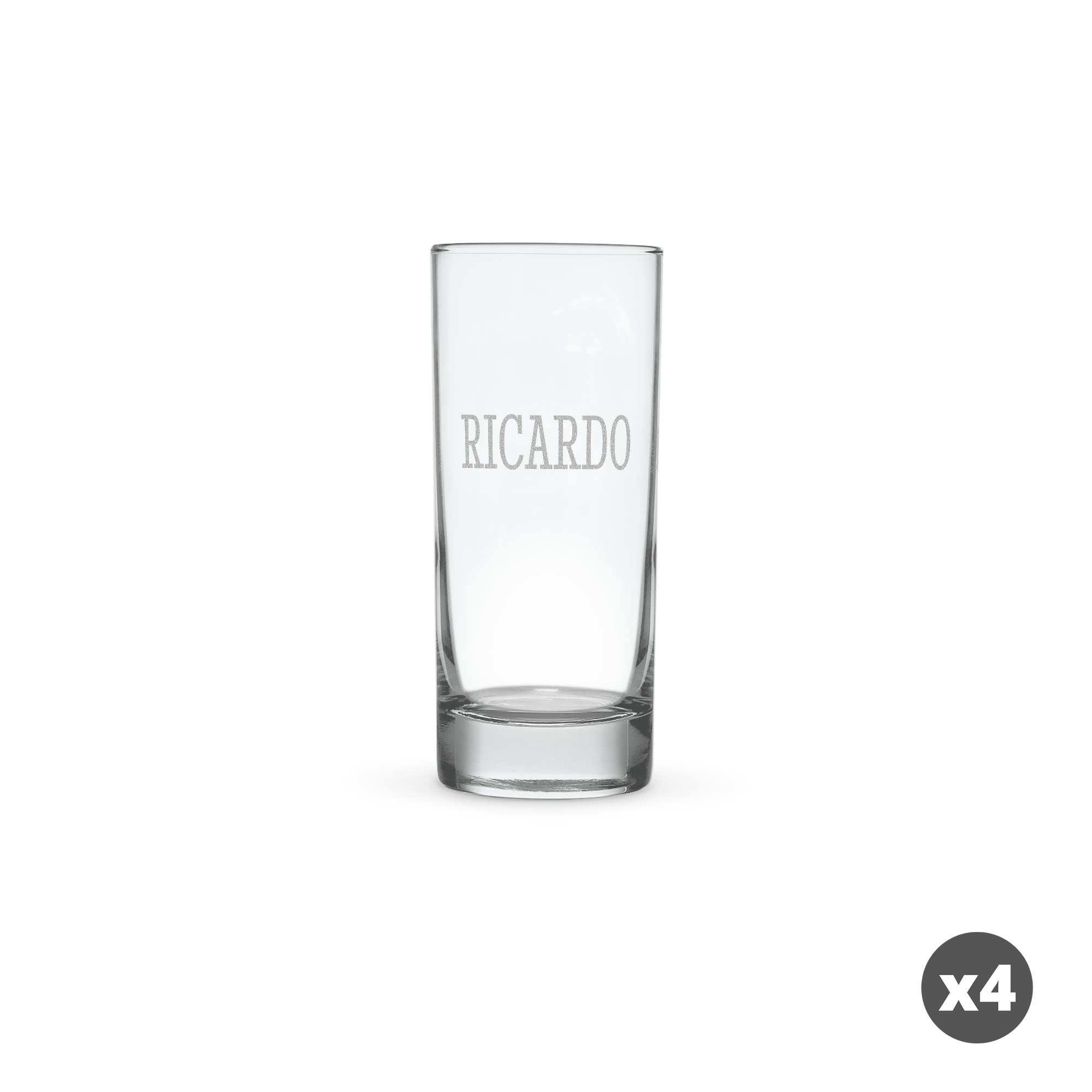 Bicchiere highball con il nome "RICARDO" inciso. Sorprendi chi vuoi con un bicchiere highball inciso.