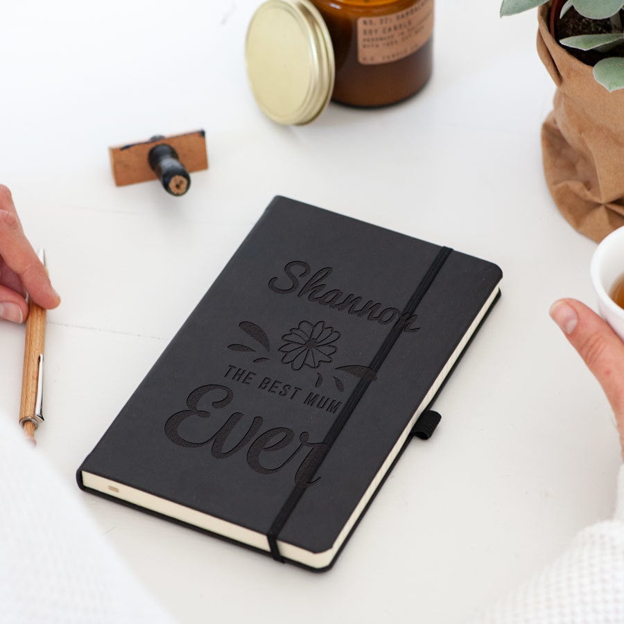 Personalised notebook - Mother's Day - Black - Engraved