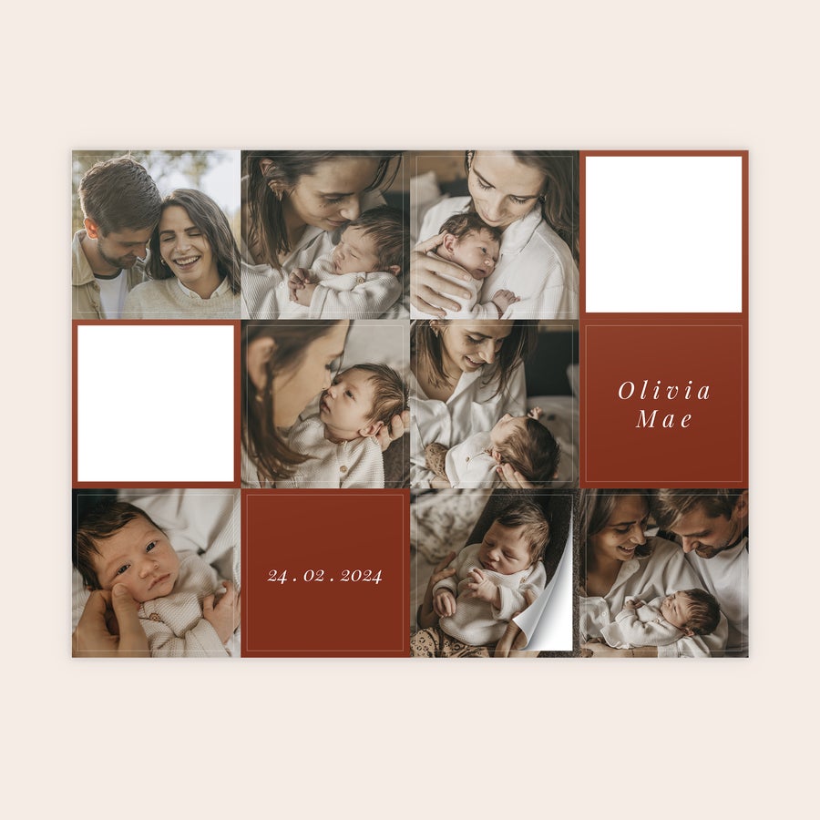 Autocolantes para fotografias Conjunto de autocolantes personalizados com fotos e texto Olivia Mae, 24.02.2024.