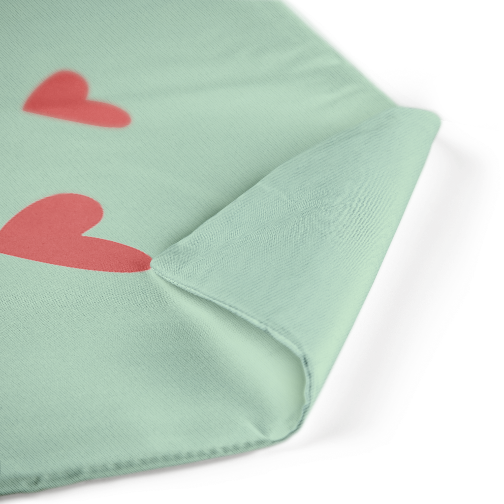 Husă de pernă verde mentă personalizată, imprimată cu inimi roșii, transformă orice spațiu cu o husă de pernă frumos personalizată
