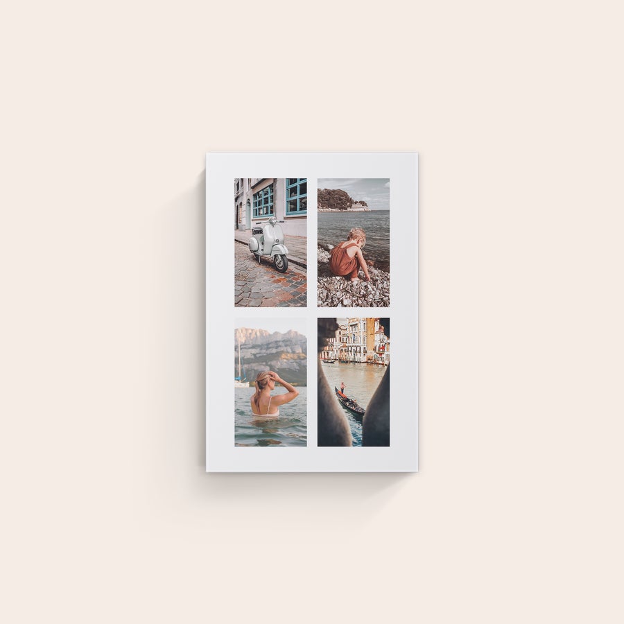 Personalised photo canvas Personalized photo canvas printed with a four-image collage of vacation photos