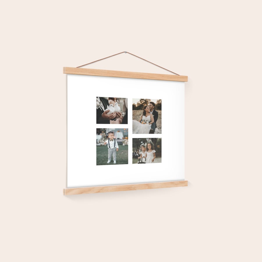 Poster personnalisé avec porte-affiche Porte-affiche magnétique mural avec 4 photos personnalisées, accrochez votre plus beau moment photo au mur