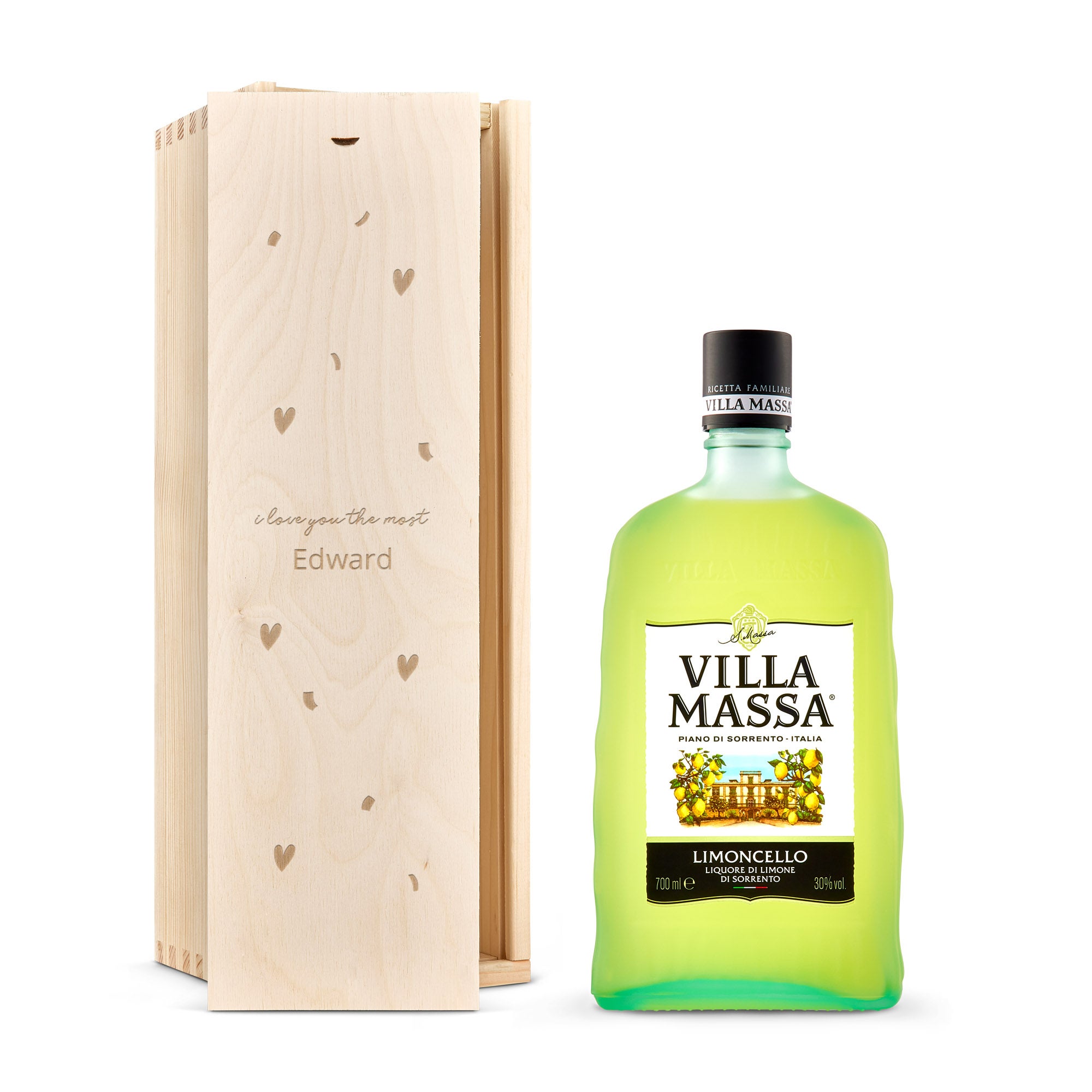 Personalised spirits - Limoncello Villa Massa - Engraved wooden case