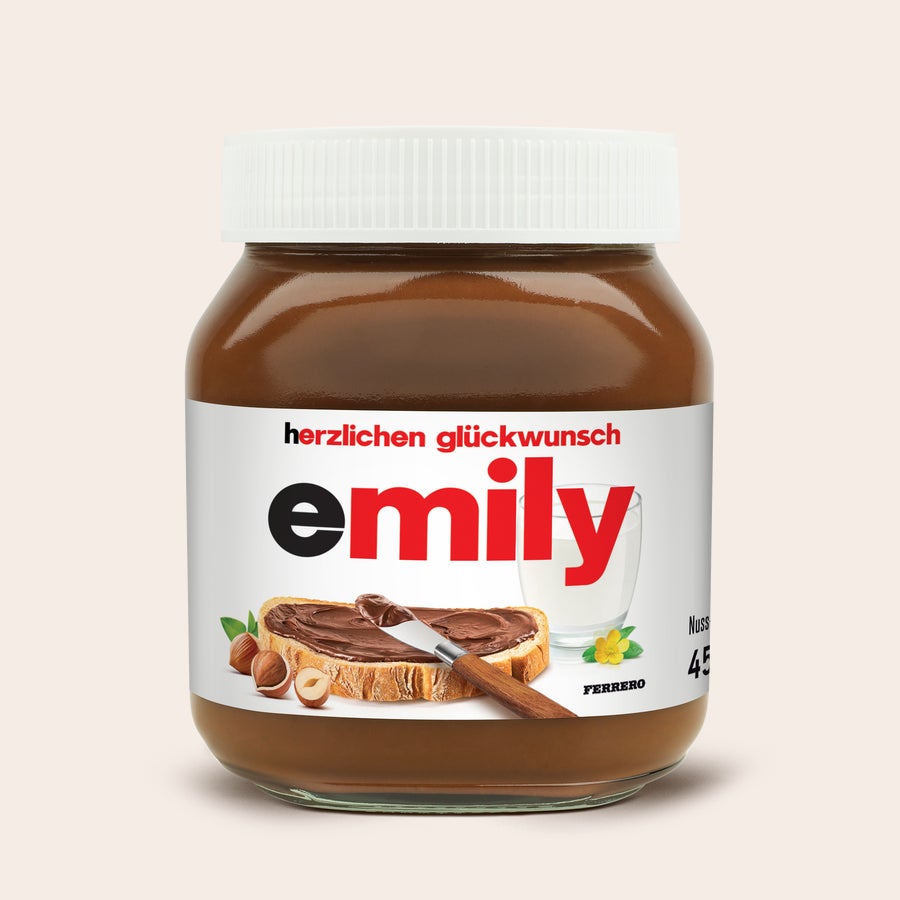 Personalisiertes nutella®-Glas Nutella Glas personalisiert mit Namen Emily und Aufdruck