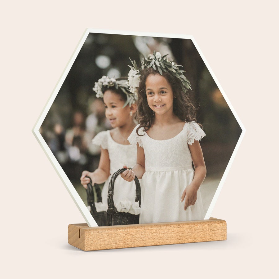 Piastrella in Legno con Foto Personalizzata Piastrella fotografica in legno a sei angoli con foto stampata di bambine e supporto in legno per sorprendere la persona amata