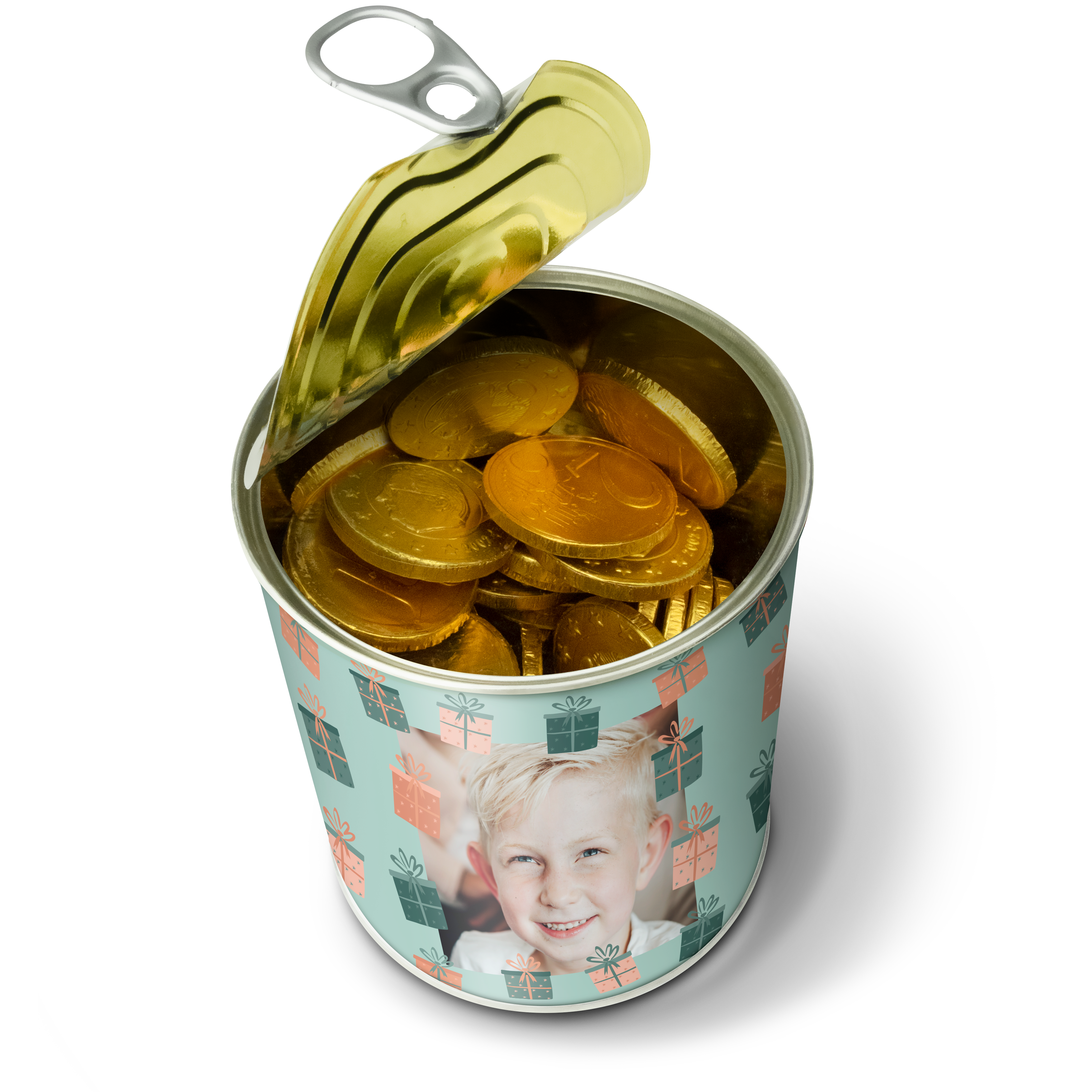 Snoepblik bedrukken - Chocolade munten