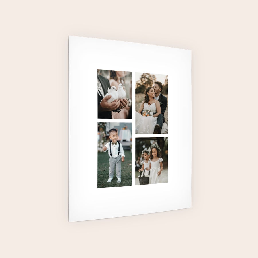 Póster Pôster impresso com colagem de quatro fotos personalizáveis, ideal para capte os seus momentos favoritos nestas impressionantes impressões de fotografias de posters.