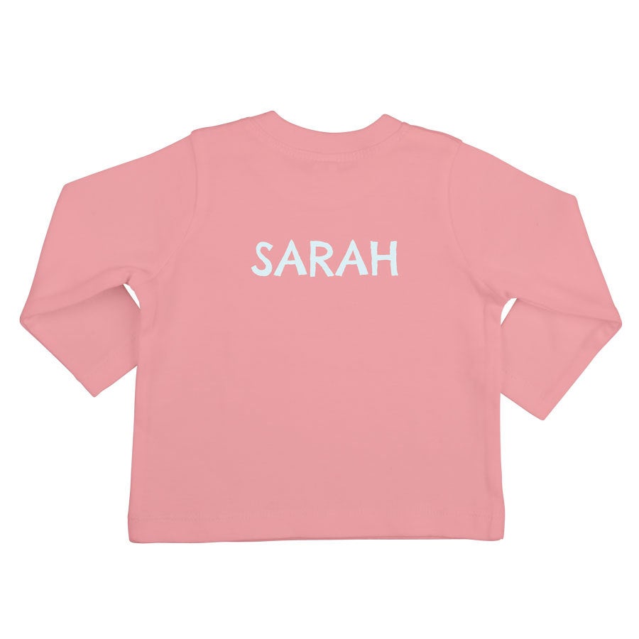 Camisa personalizada para bebé - Manga comprida - Rosa bebé - 50/56