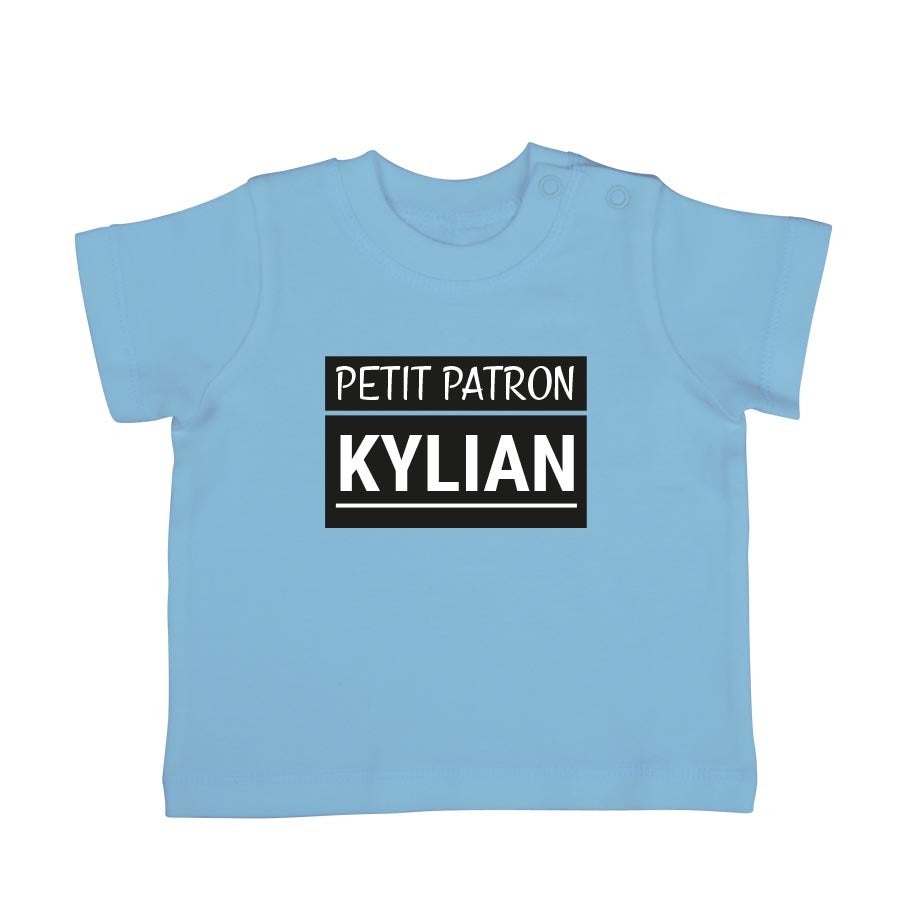 T-shirt bébé personnalisé - Manches courtes - Bleu ciel - 62/68