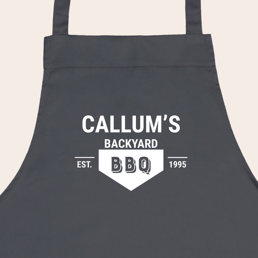 Personalised Kitchen Apron - Grey Personalised Kitchen Apron - Grey