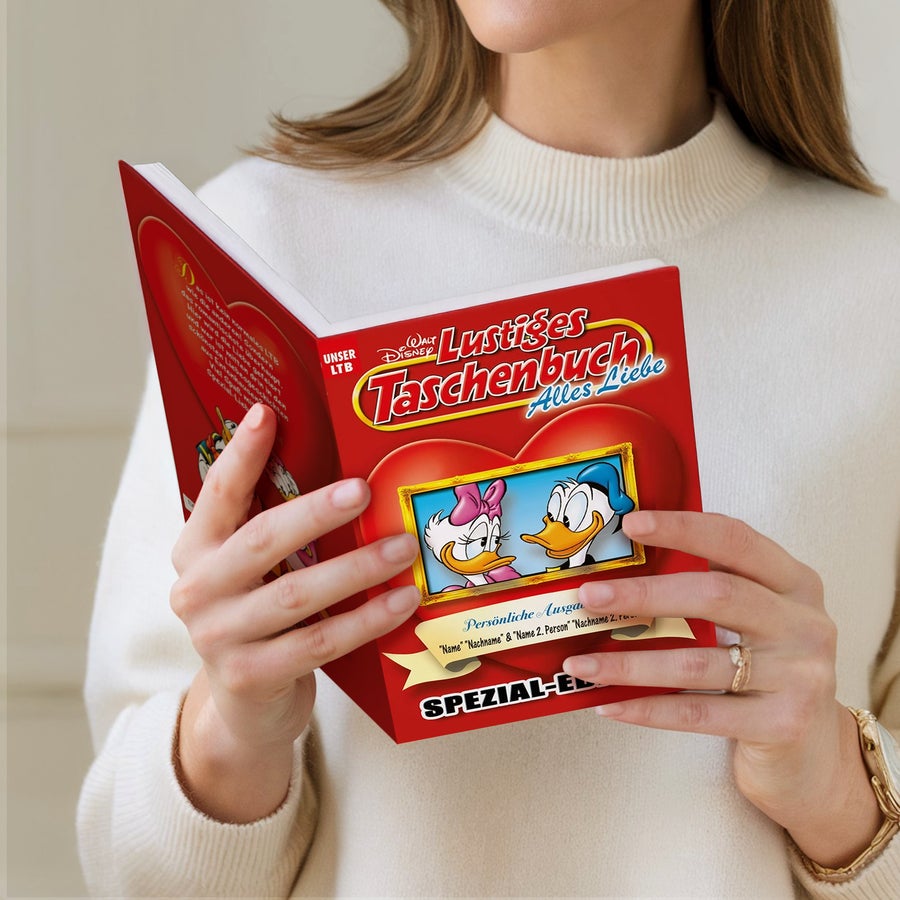 Lustiges Taschenbuch - Liebe - für 2 Personen Lustiges Taschenbuch Alles Liebe personalisiert mit Namen und Datum, ein romantisches Geschenk für Verliebte