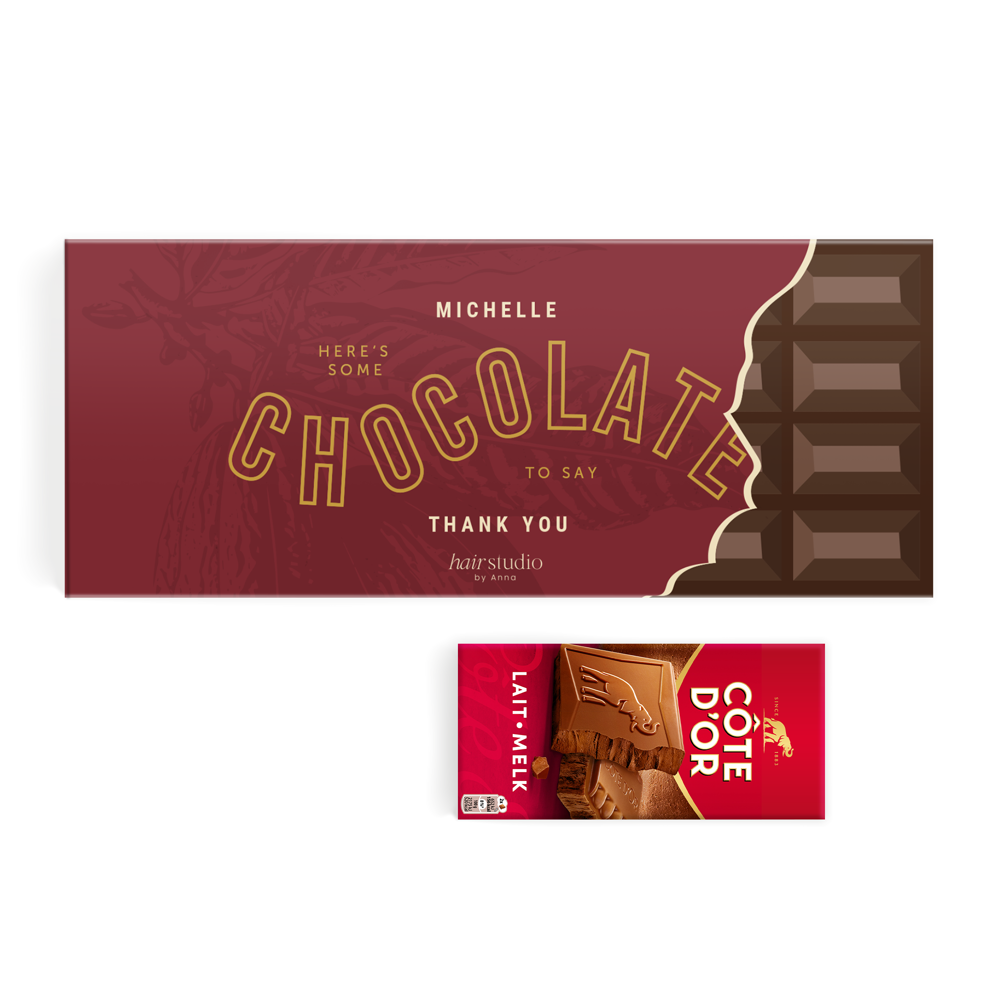 Chocolate Côte d'Or - Barra Gigante com nome