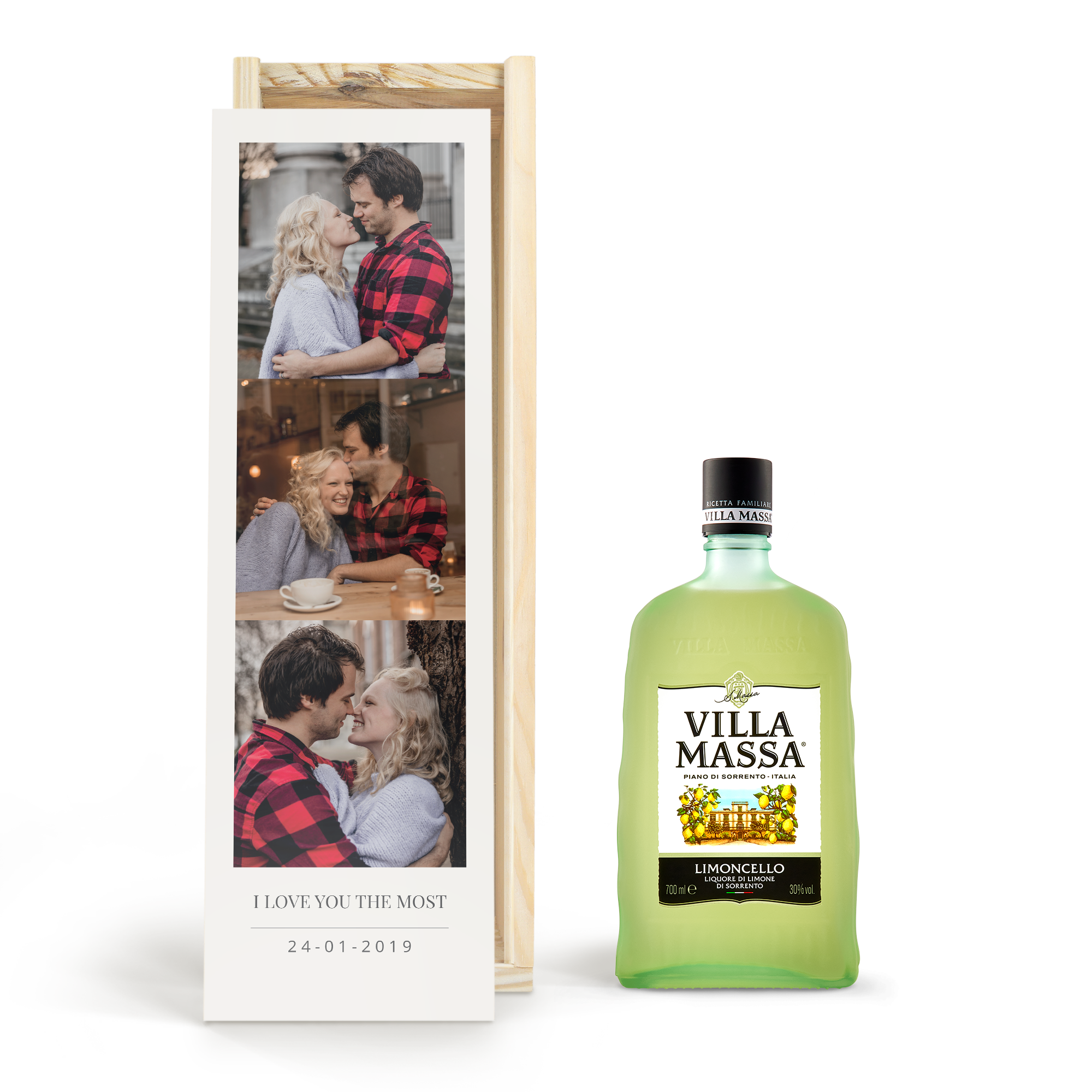 Limoncello Villa Massa w personalizowanej skrzynce