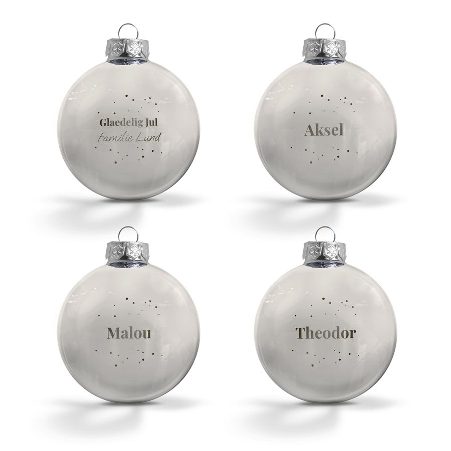 Personlige julekugler med navn - sølv (4 stk)