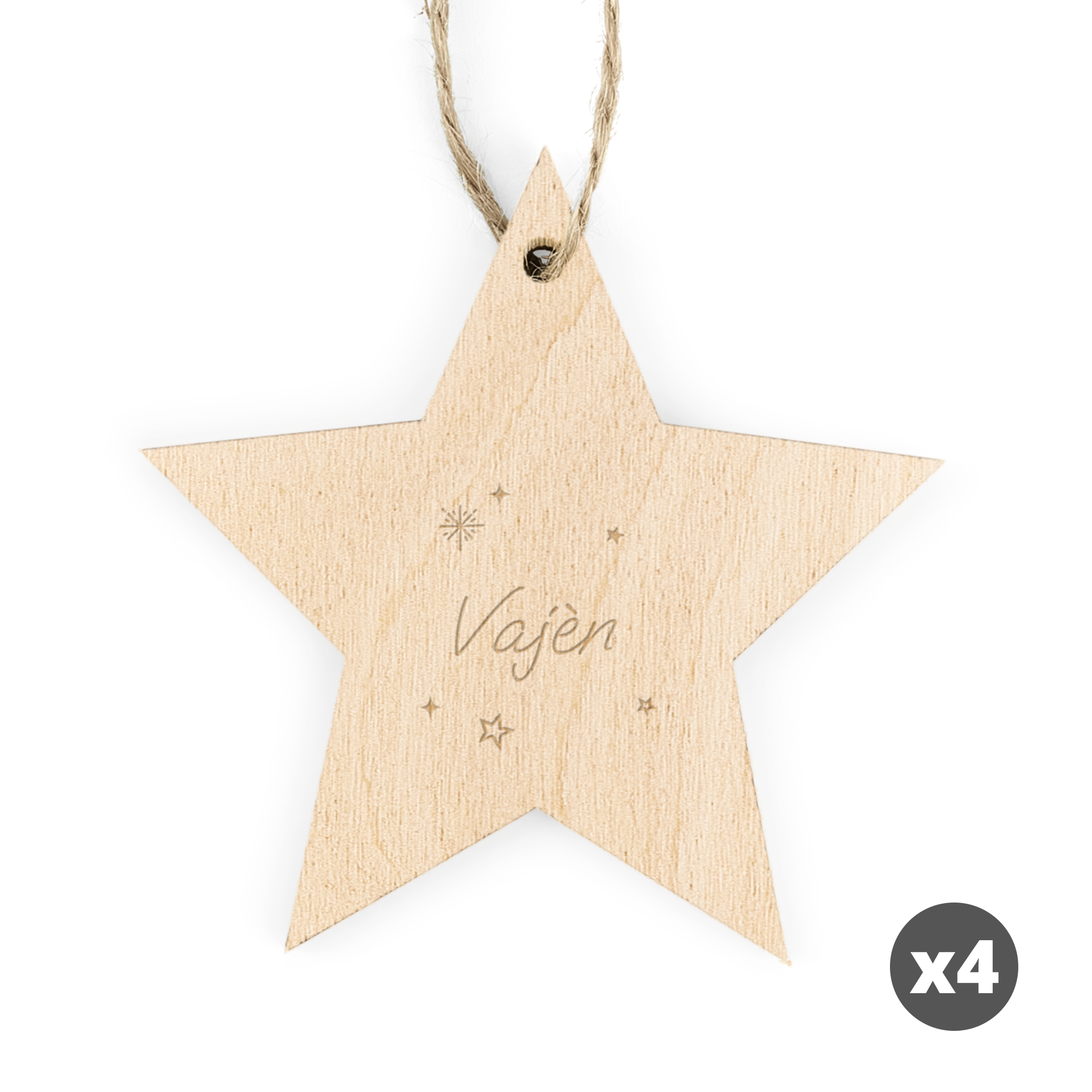 Houten kersthanger met naam