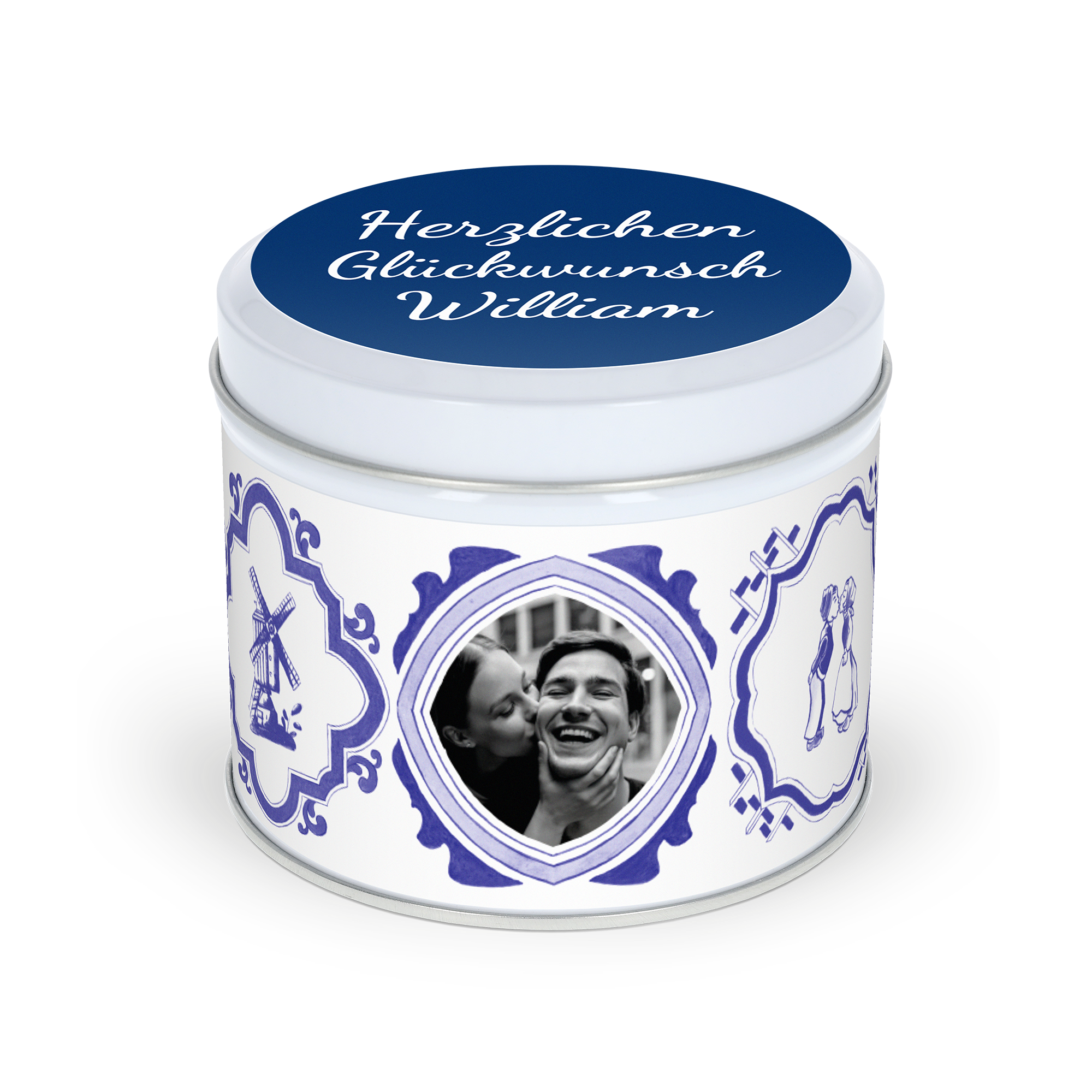 Stroopwafel Dose mit bedrucktem Deckel - Rund - 12x