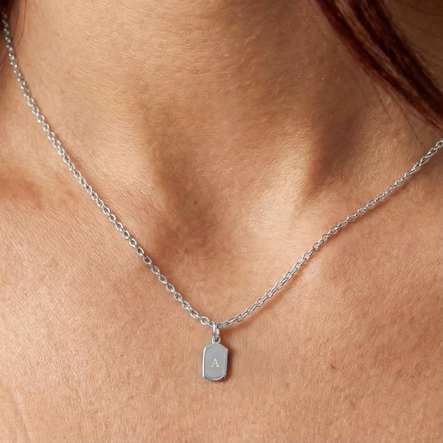 Initialhalskæde - Rektangel - Sølv - 1 stk.