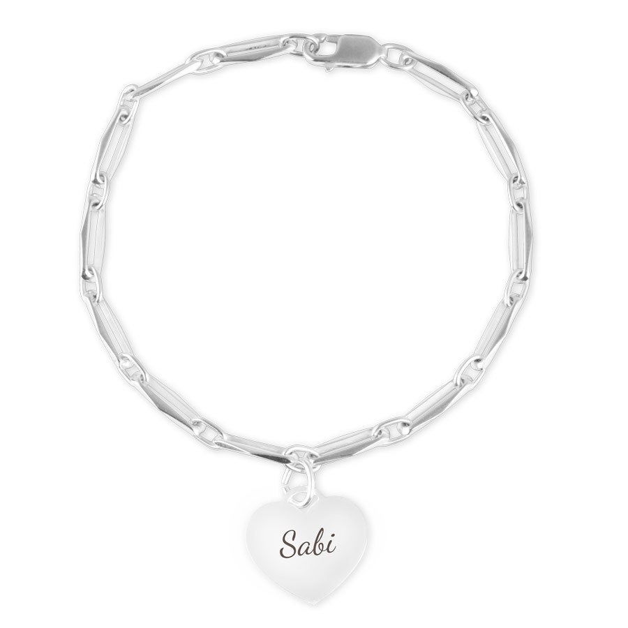 Zilveren bedelarmband graveren - Hart Zilveren bedelarmband graveren - Hart