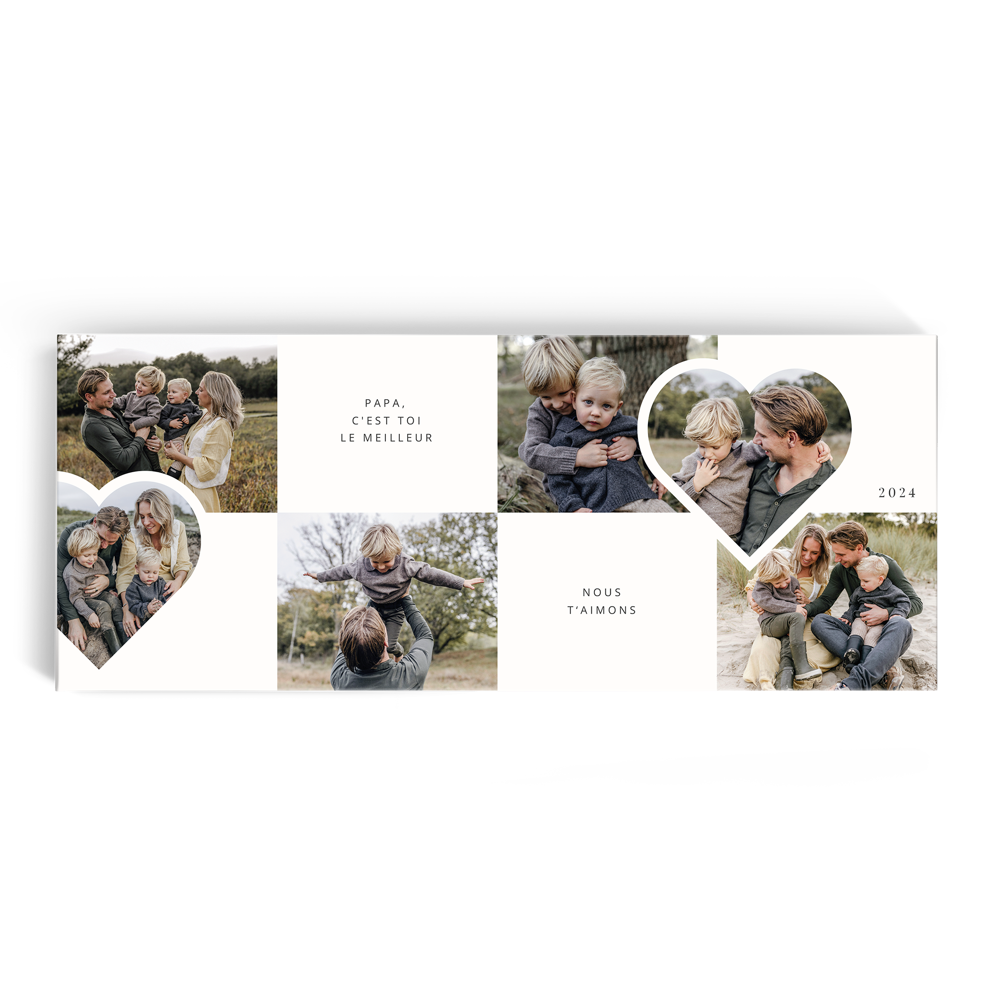 Tablette de chocolat Côte d'Or XXL avec 6 photos de famille et les textes Papa cest toi le meilleur et Nous taimons imprimés sur lemballage