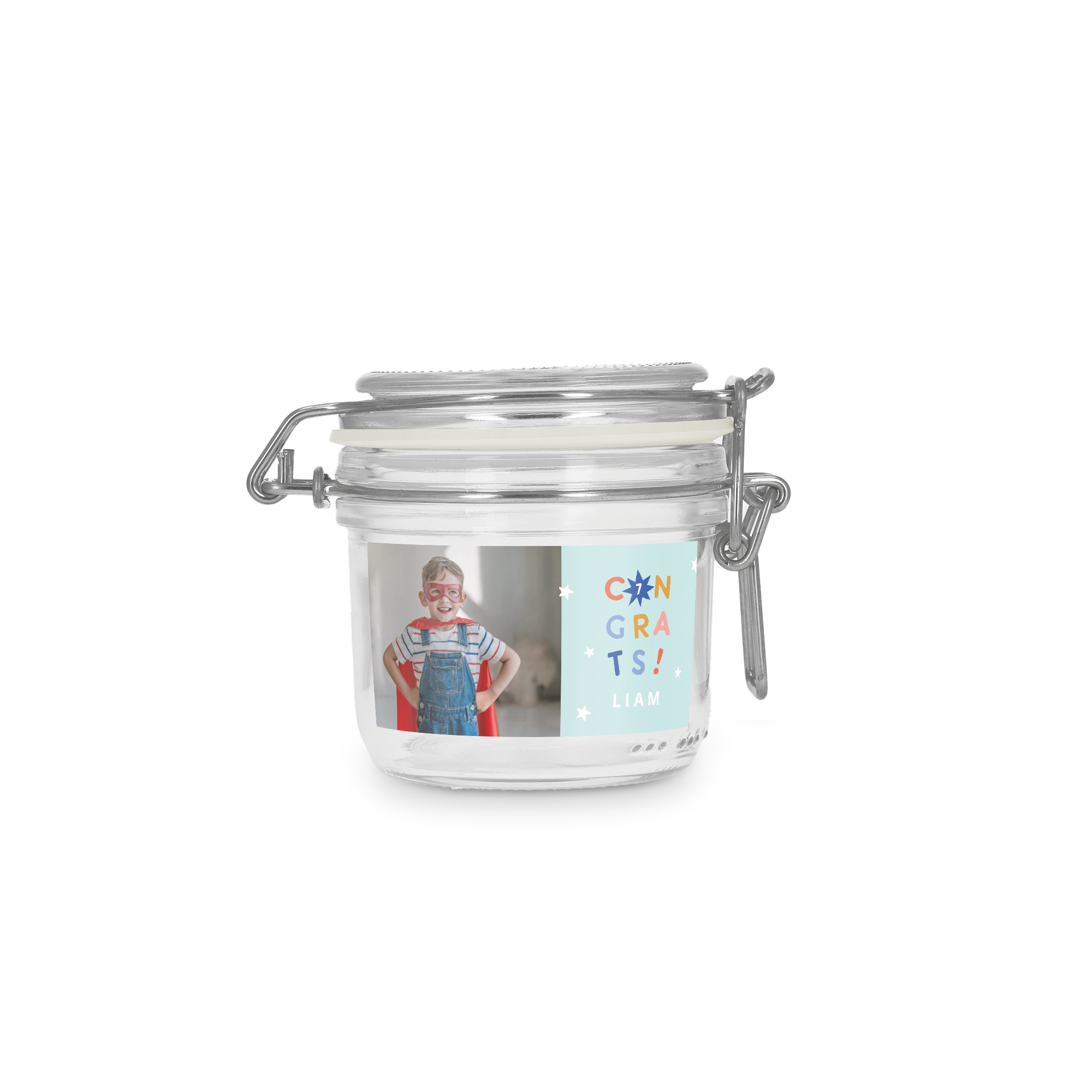 Glazen pot met deksel personaliseren