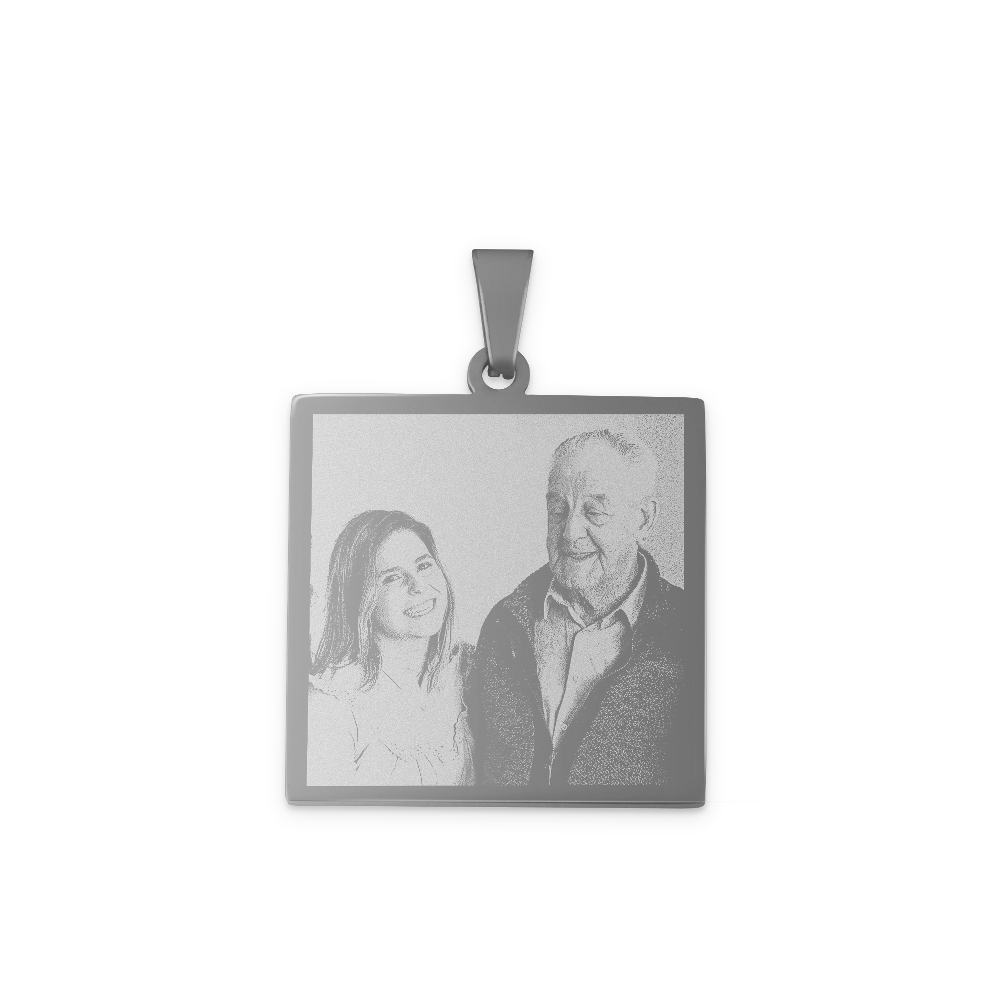 Personalisierte Foto-Halskette - Quadrat - Silber