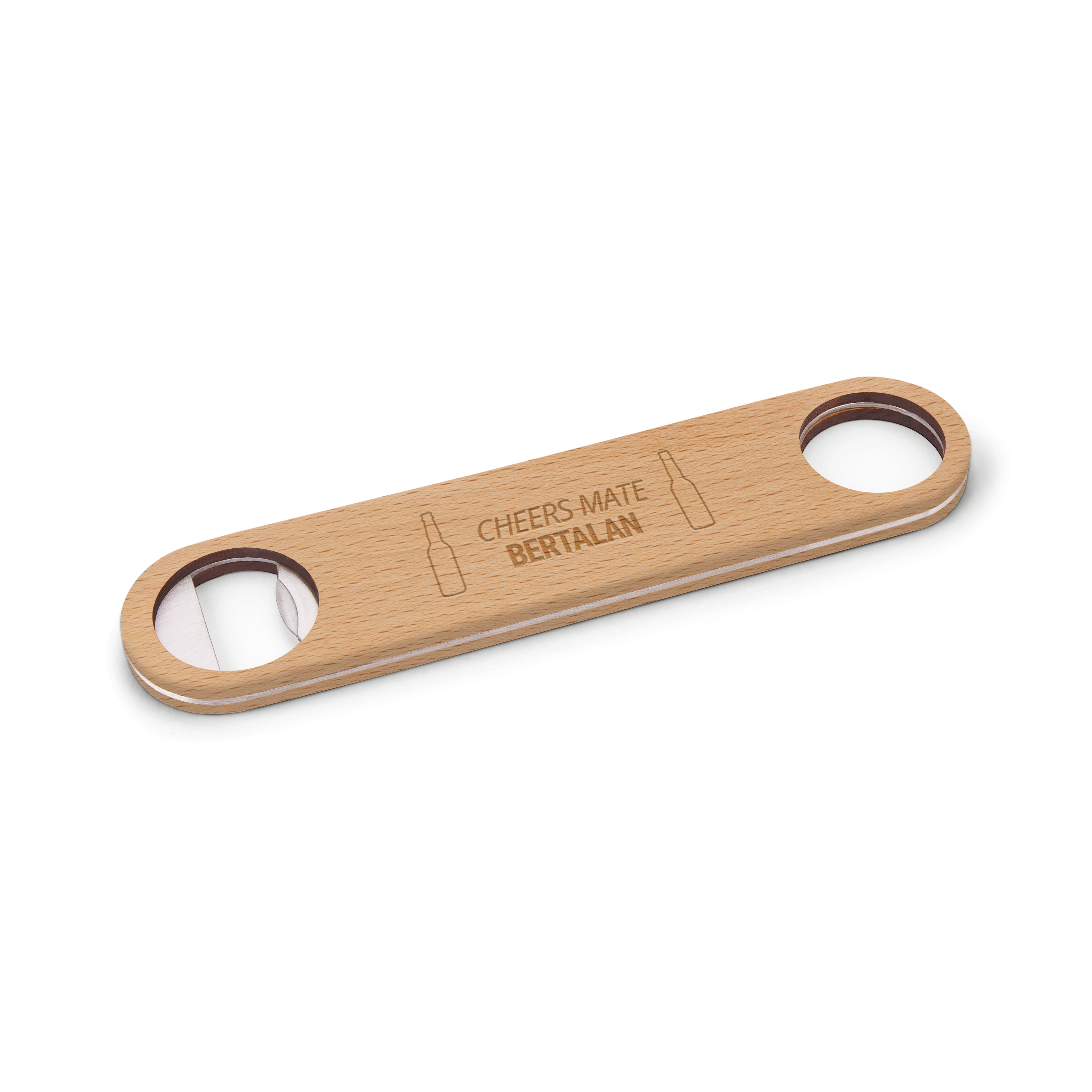 Gravírozott egyedi fa sörnyitó
