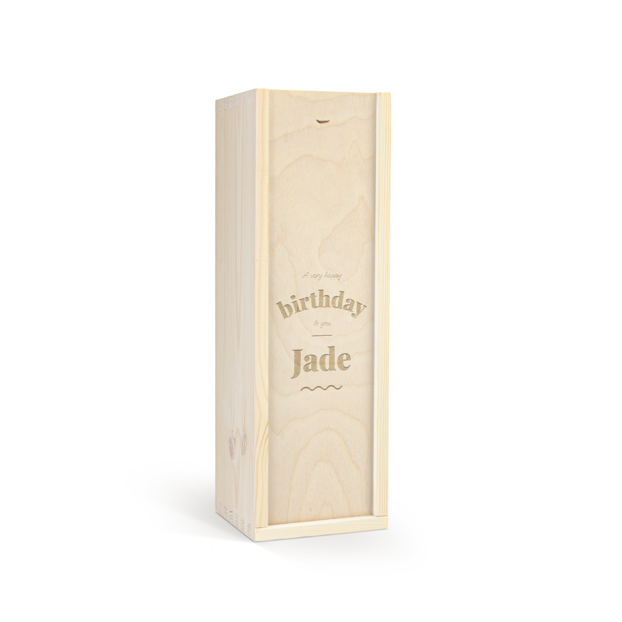 Fľaša whisky Jameson v gravírovanom drevenom obale s textom A very happy birthday to you a menom Jade