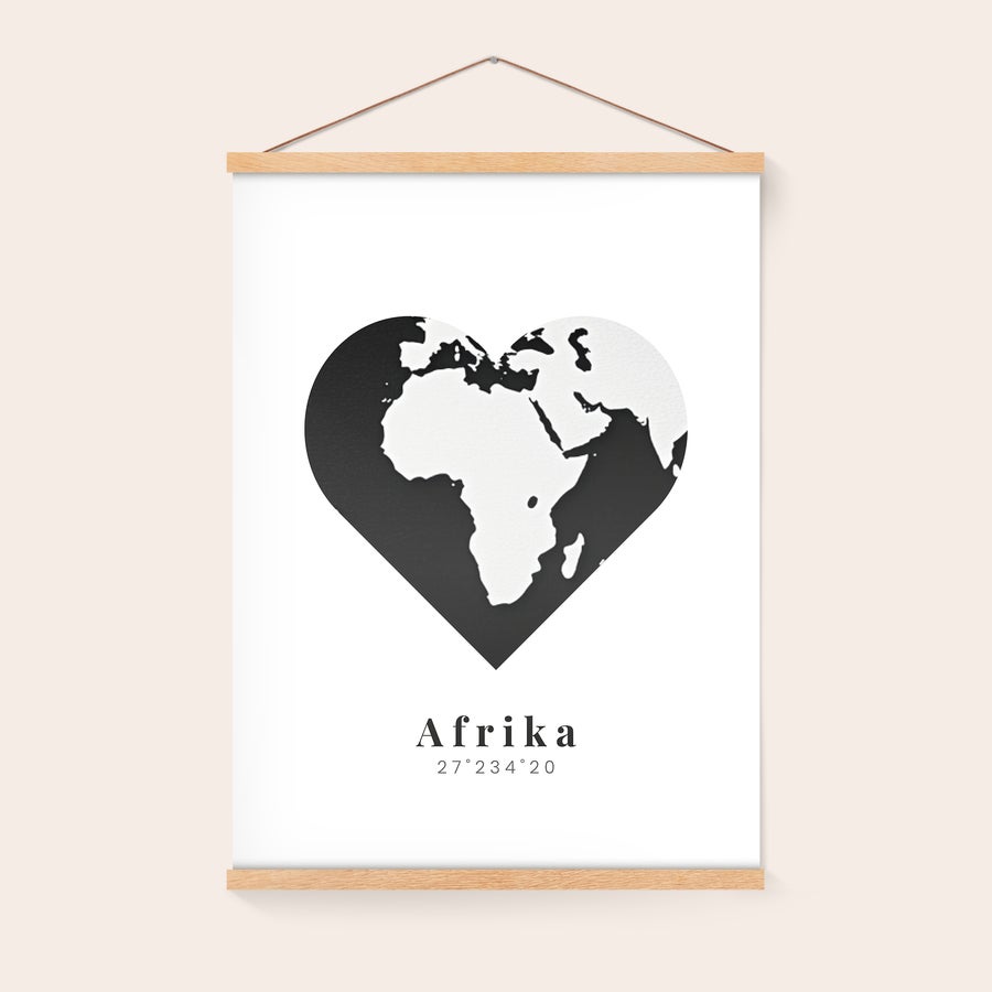 Poster  Personalizzato con Cornice da Appendere Poster da parete personalizzato con cuore Africa e coordinate stampate, appendete la vostra foto più bella alla parete