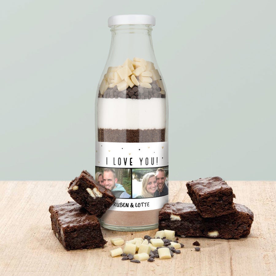 Brownie bakmix met persoonlijk etiket Brownie bakmix met persoonlijk etiket