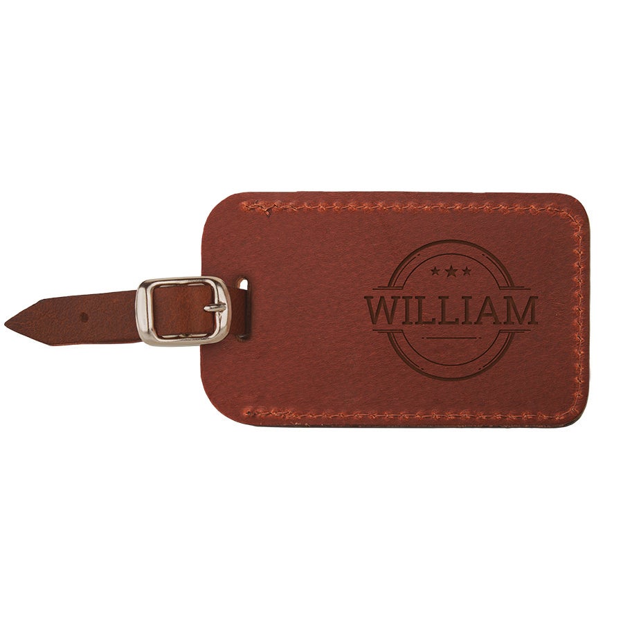 Leather luggage tag