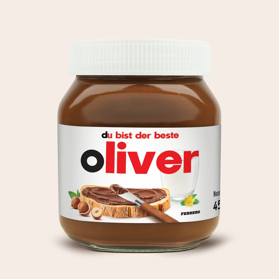 Personalisiertes nutella®-Glas Personalisiertes nutella® Glas, bedruckt mit dem Namen Oliver und dem Text