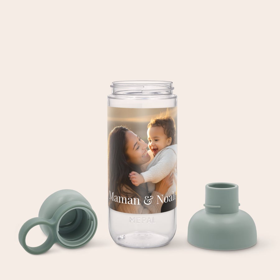 Bouteilles Mepal Vita Bouteille d'eau Mepal personnalisée avec photo mère enfant et texte Maman et Noah pour un moment spécial