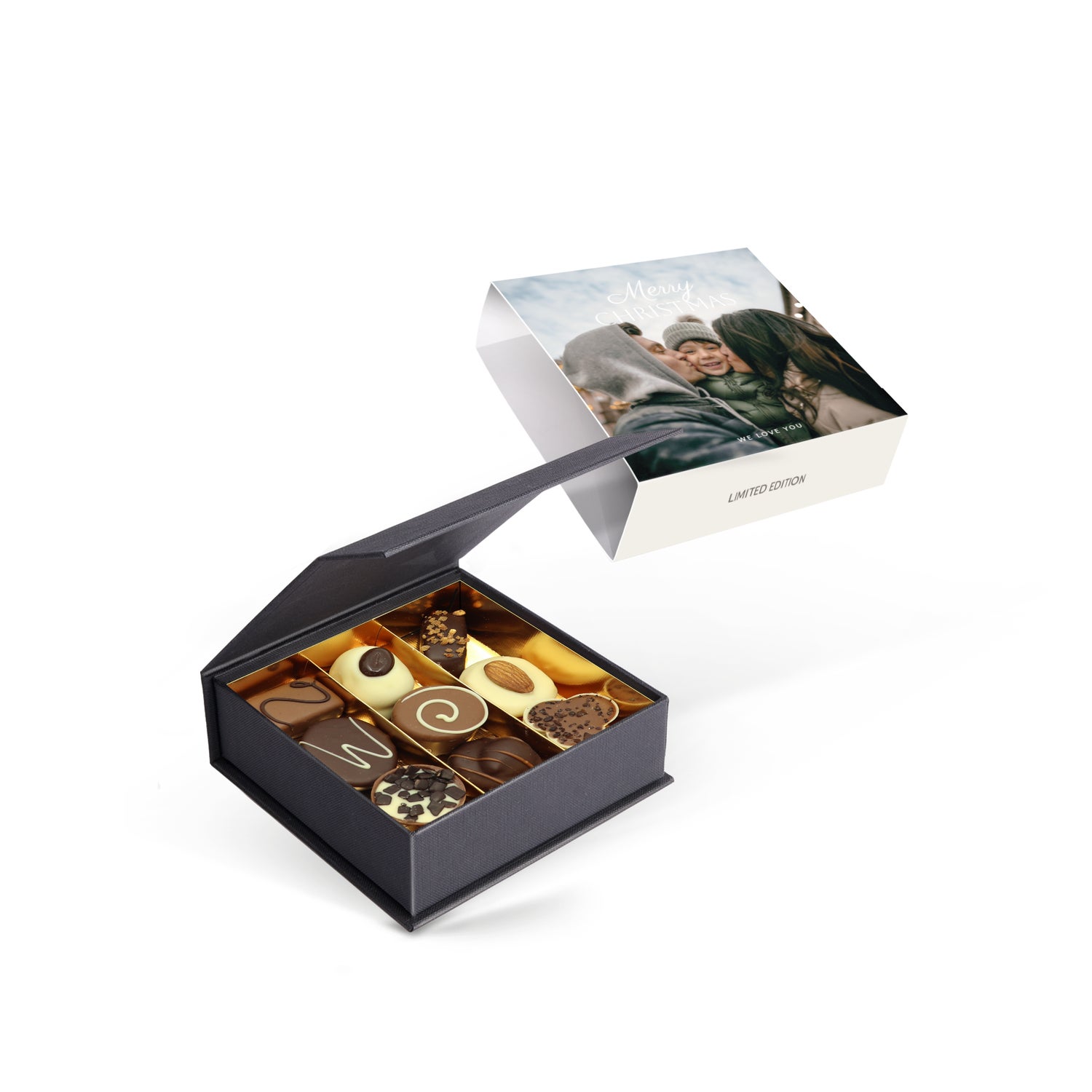 Personalizowane �wi�teczne pude�ko prezentowe z czekoladkami - 9 szt.