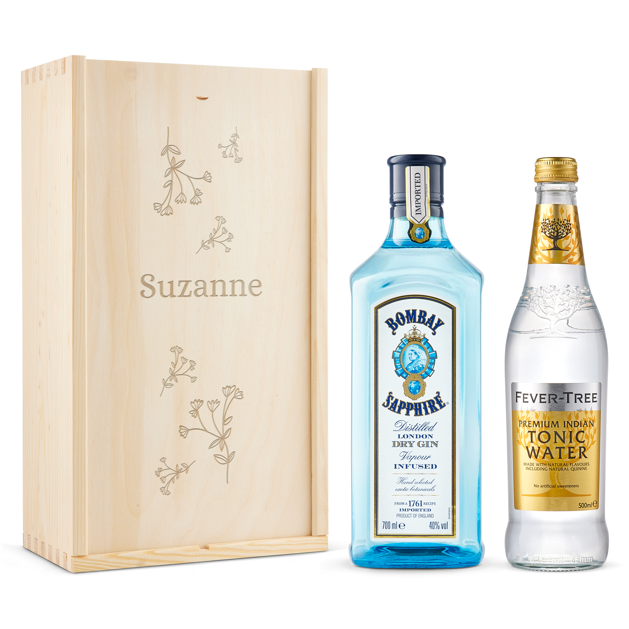 Gin-tonic pakket bedrukken - Bombay Sapphire (gegraveerd deksel)