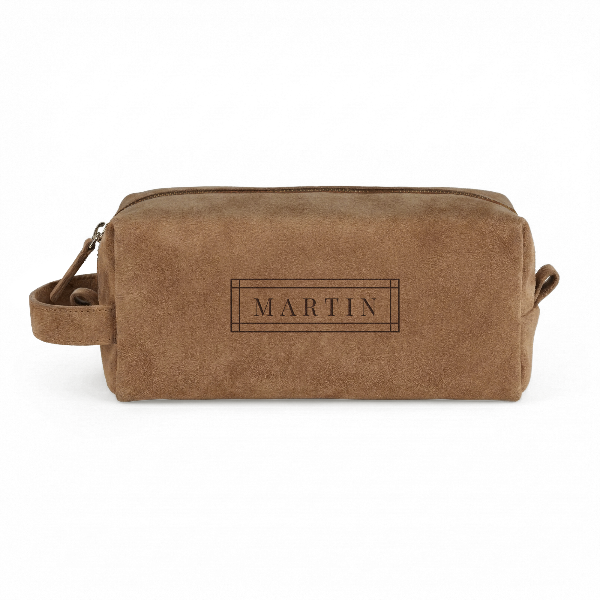 Trousse de toilette en cuir gravé