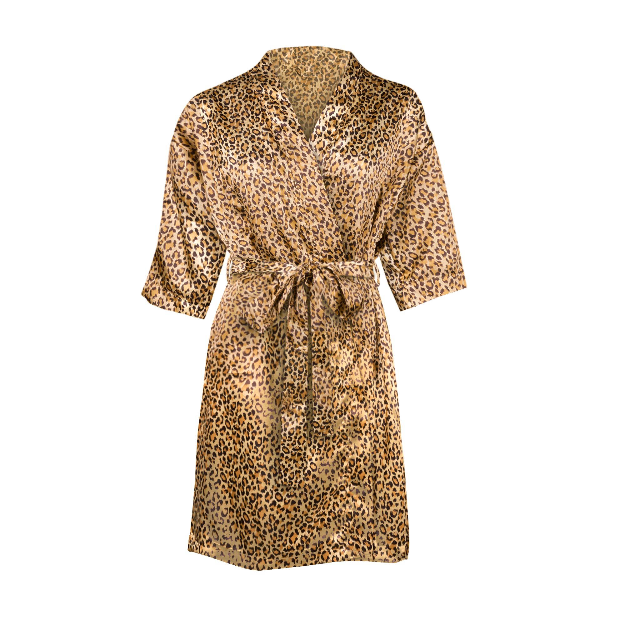 Fluweelzachte cheetah print kimono met naam geborduurd als gepersonaliseerd cadeau